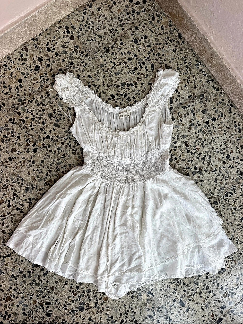Urban Outfitters White Smocked Mini Dress Like New